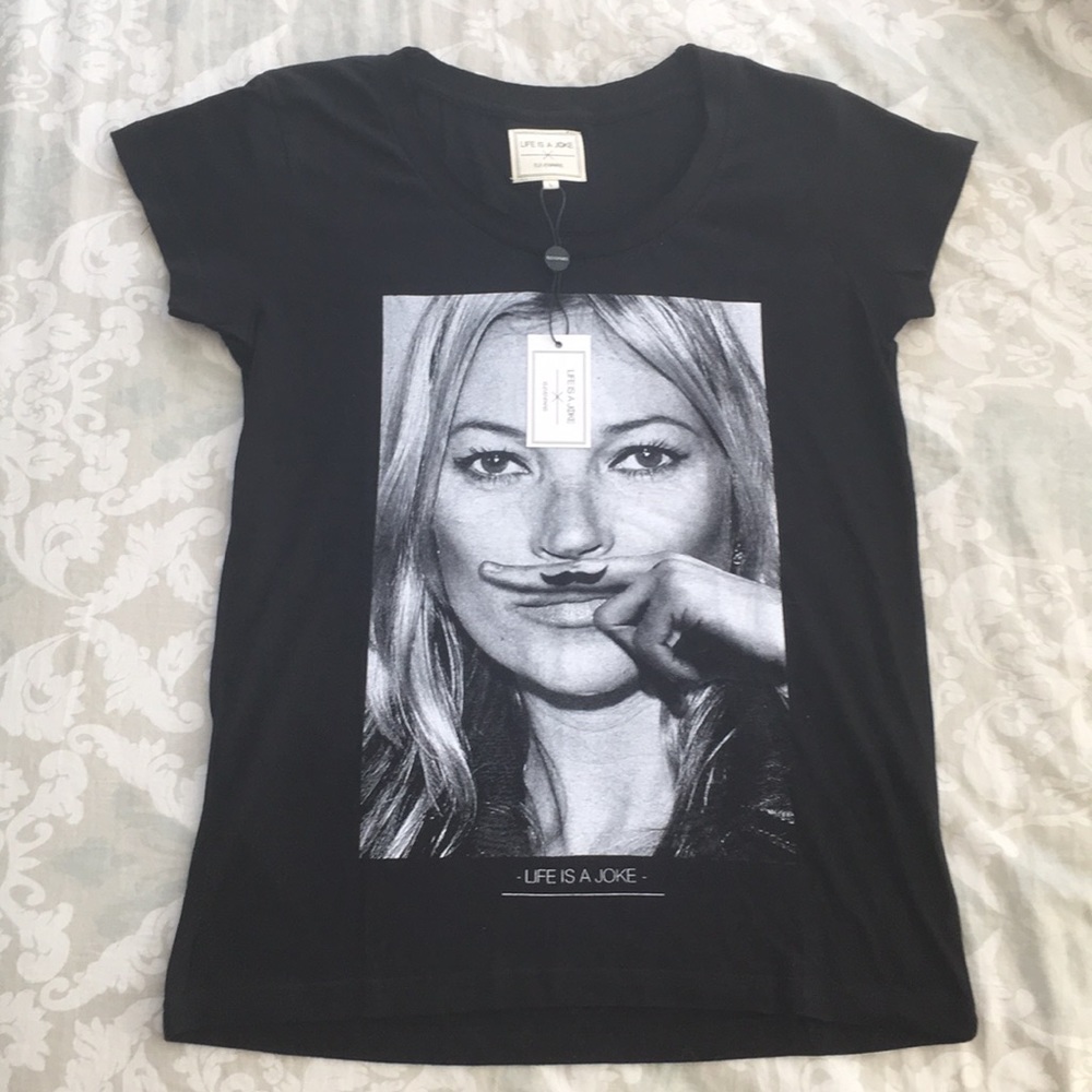 Eleven Paris Kate Moss Black Tee, NWT, Size L